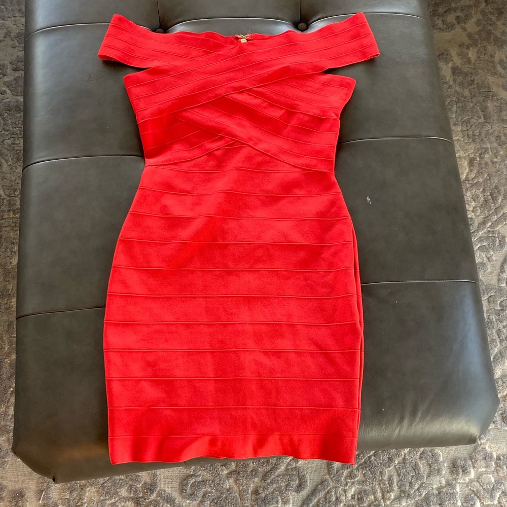 Coral off the shoulder mini dress